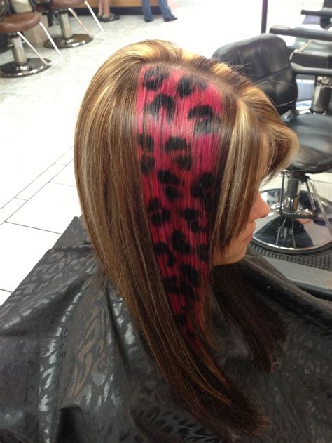 Hot Pink And Black Cheetah Print Hair