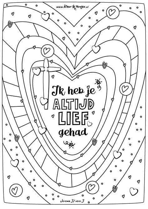 Kleurplaat Liefde Hartjes