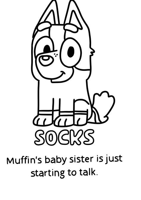 Socks Colouring Page Bluey Etsy