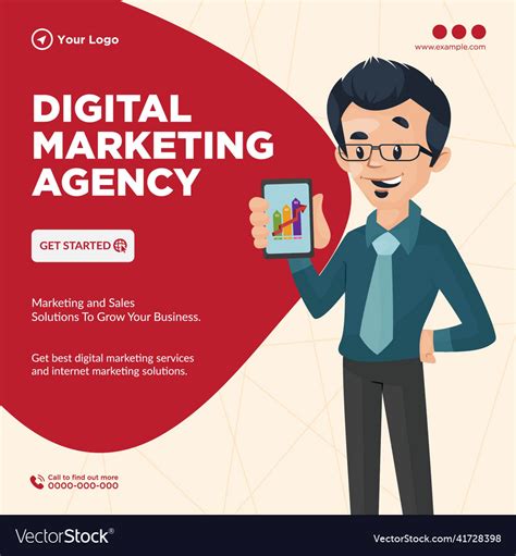 Banner Design Of Digital Marketing Agency Vector Image