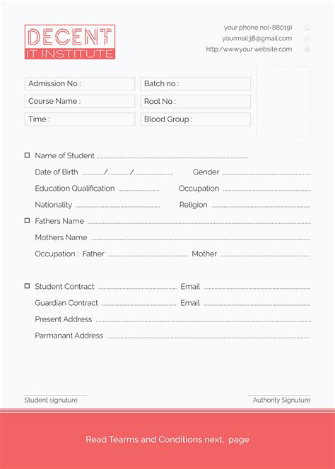 Welcome to our admission form format for computer institute section. Admission Form on Behance