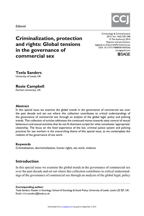 Pdf Criminalisation Protection And Rights Global Tensions In The