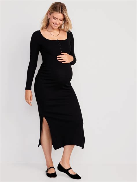 Maternity Long Sleeve Henley Bodycon Dress Old Navy