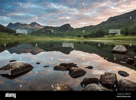 The Langdale Pikes Reflected In The Waters Of Blea Tarn Lake District