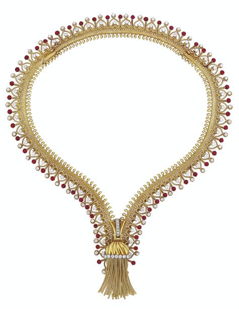 Cartier love interlocking necklace 18k white gold. AN ICONIC RETRO GOLD, RUBY AND DIAMOND 'ZIP' NECKLACE, VAN ...