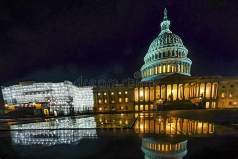 Us Capitol Us House Representatives Reflection Night Stars Washington