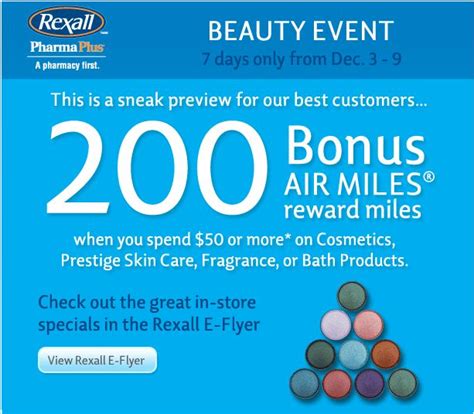 Rexall Beauty Event 200 Bonus Air Miles When You Spend 50 Or More On