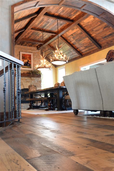 Traditional ceiling beams are actually wooden joists left exposed across the ceiling rather than boxed in or hidden above a ceiling. Barrel Ceiling With Rustic Faux Wood Beams | Faux wood ...