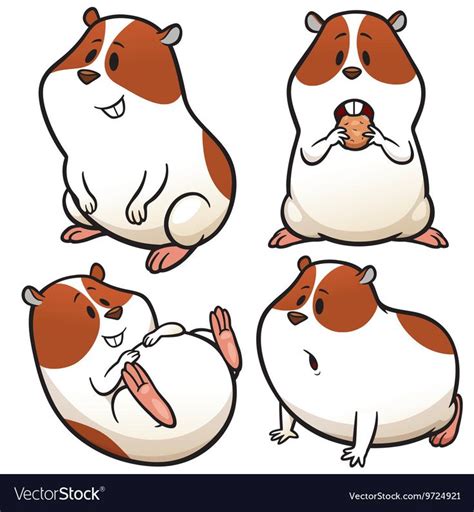 Vector Illustration Of Cartoon Hamster Character Set Download A Free