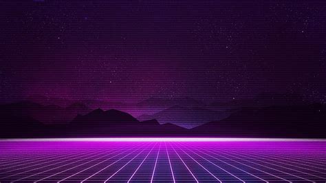 Hd Wallpaper Laser Neon Stars Grid Synthwave Retro Retrofuture