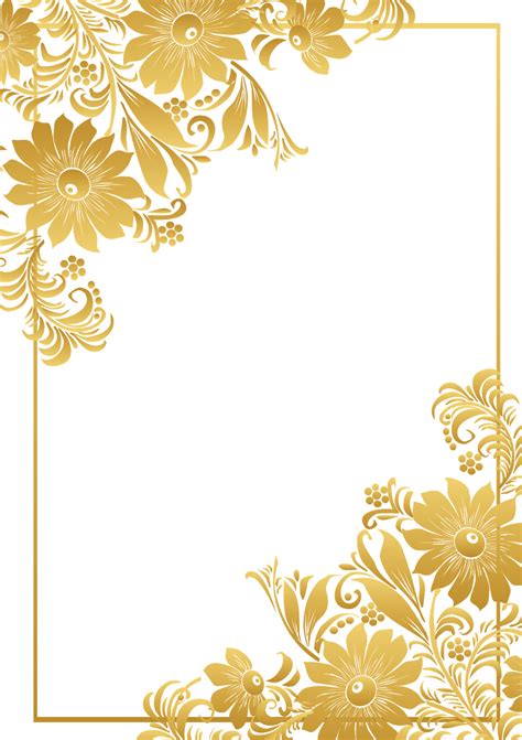 Gold Flower Frame Png