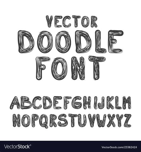Doodle Font Abc Hand Drawn Style Alphabet Letters Vector Image