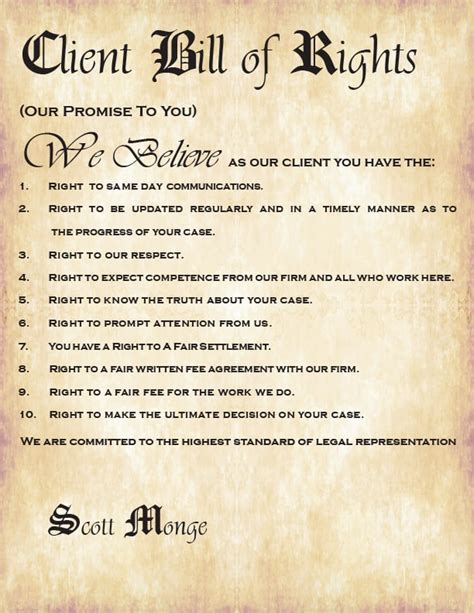 Client Bill Of Rights Monge And Associates Injury And Accident Attorneys