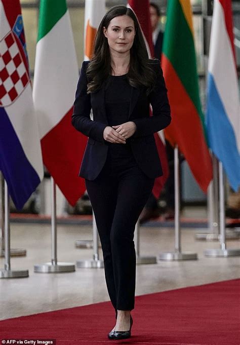 Finlands 34 Year Old Prime Minister Sanna Marin Attends Her First Eu