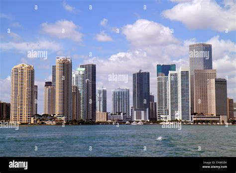 Miami Florida,Biscayne Bay,city skyline,high rise skyscraper