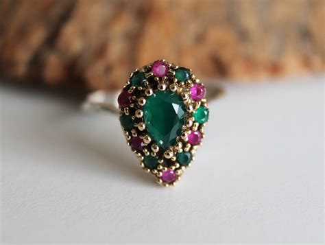 Emerald Silver Ring Hurrem Sultan Ottoman Ring 925k Silver Etsy