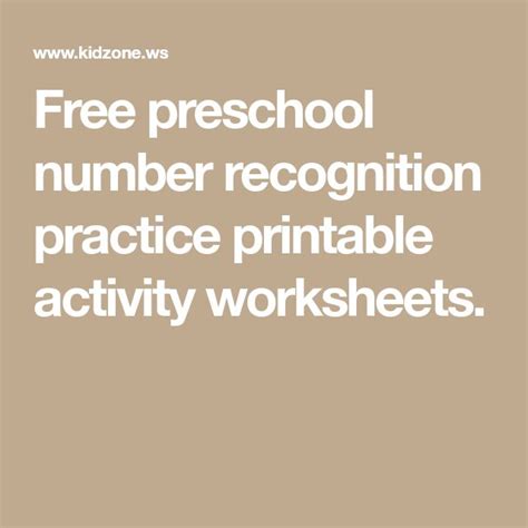 Free Preschool Number Recognition Practice Printable Activity
