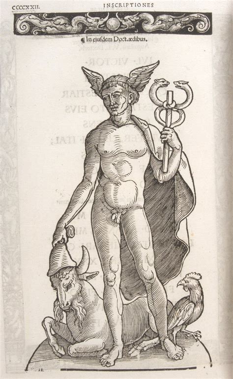 Hermes Mercury Holding A Caduceus Standing Over A Goat Inscriptiones