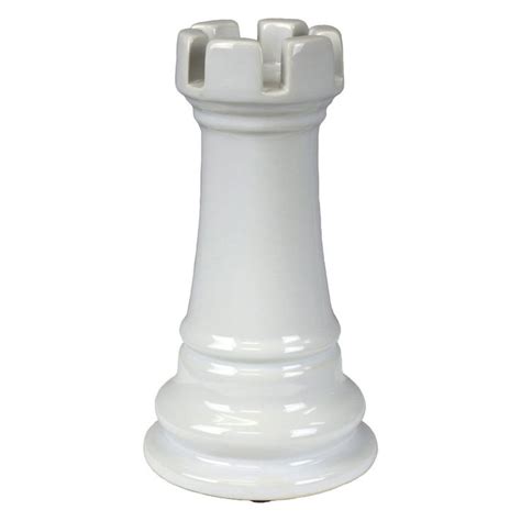 Sagebrook Home Rook Chess Piece Sculpture White 10829 Chess Pieces