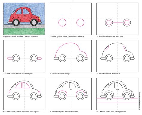 Draw A Cute And Easy Car · Art Projects For Kids