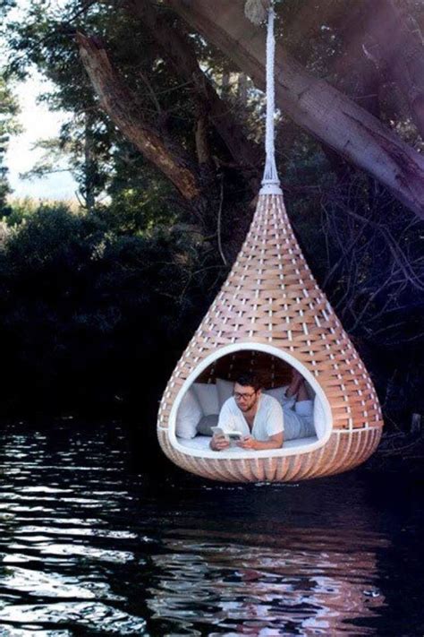 Designed with cotton and polyester to help retain the soft feel of the natural canvas while achieving the longevity of a technical fabric. Image result for cocoon swing chairs | Outdoor, Tree house ...