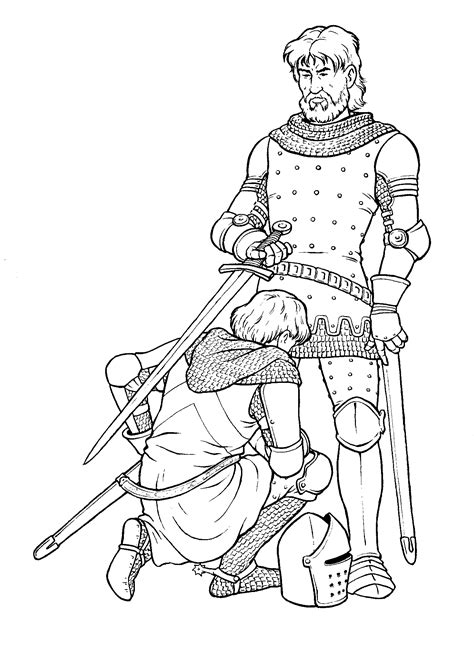 Guerreros medievales para colorear / dibujo de general del ejército de terracota para colorear. Dibujo para colorear - Nombrado caballero