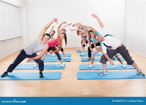 Group Of People Doing Aerobics Stock Photo Image Of Energetic
