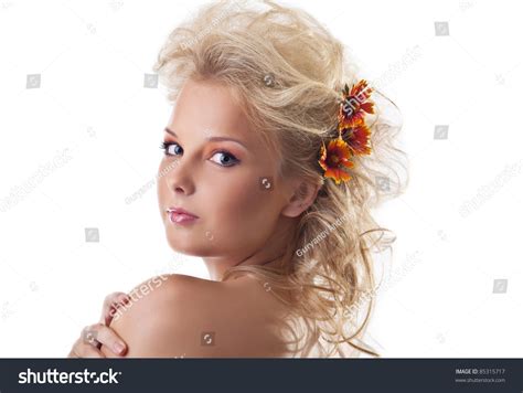 Beauty Naked Woman Portrait Flower Blond Stock Photo Shutterstock