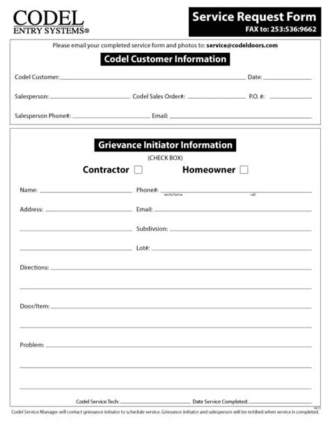 Service Request Form Templates Word Excel Samples