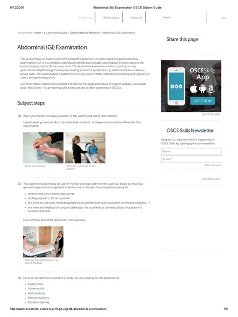 Abdominal Gi Examination Osce Station Guide Pdf Abdomen Medicine