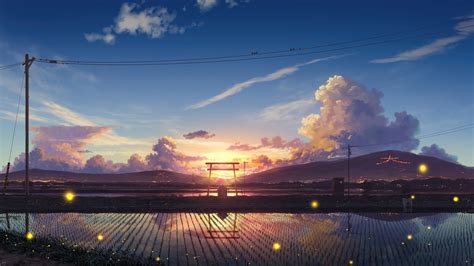 Sunrise Anime Scenery Paddy Field Farm 4k Hd Wallpaper Rare Gallery