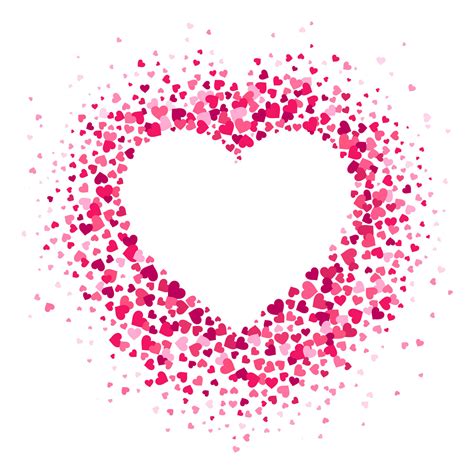 Love Heart Frame Scattered Hearts Confetti In Heart Shape Valentines