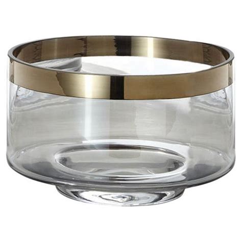 Fiona Modern Classic Cylinder Dusky Glass Gold Trim Decorative Bowl Small