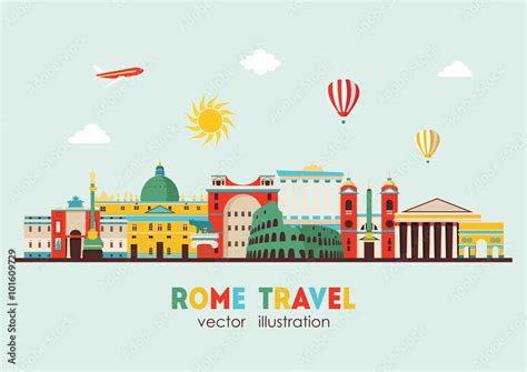 Rome Skyline Vector Illustration Stock Vector Adobe Stock