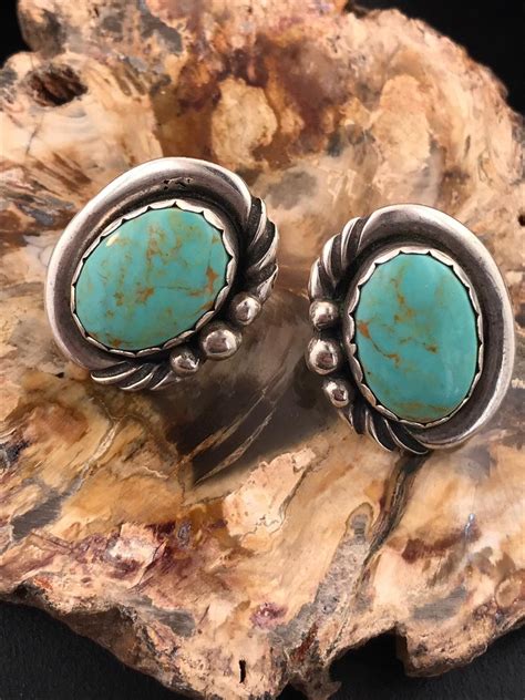 Sterling Silver Turquoise Stud Earrings Native American By