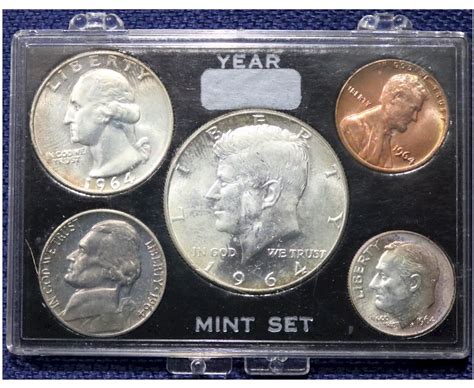 Usa 1964 Half Dollar Coin Set Jfk Kennedy 90 Silver 5 Coin Mint Set