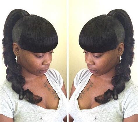 Black Weave Ponytail Hairstyle Weave Ponytails With Bangs Two Ponytail