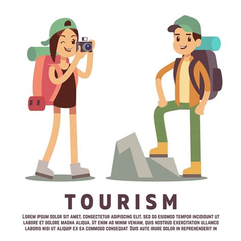 Tourist Cartoon Characters Tourism Flat Concept By Microvector