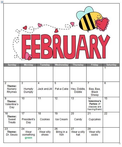 February Calendar Ideas