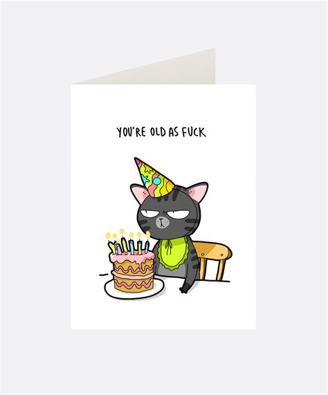 Birthday Cat Greeting Card Happy Birthday Doodles Birthday Card Puns