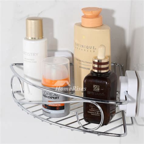 This modern bathroom shelve is stylish and gives you extra storage as a free standing shelve. Modern Suction Cup White Shelves For Bathroom