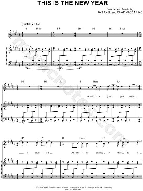 A Great Big World This Is The New Year Sheet Music In B Major