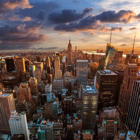 New York City Wallpaper 4k Aerial View Cityscape Skyline Sunset