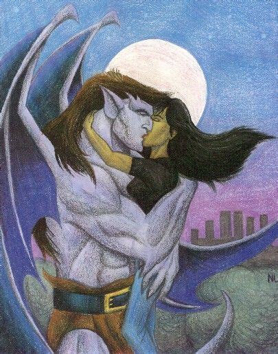 Goliath And Elisa Kissing On The Moonlight Gargoyles Live Action Goliath