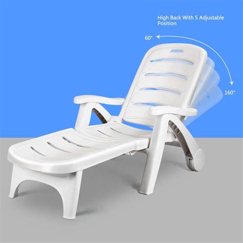 China Plastic White Outdoor Patio Chaise Lounge Chair Sun Lounger With
