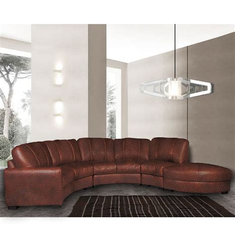 Curved Leather Sectional Chestnut Colored Leather Curved Sectional