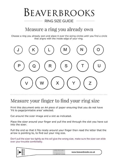 Jewellery And Watches Uk Ring Sizer For Measuring Uk Ring Sizes A Z9 Men