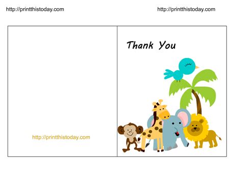 Free Jungle Baby Shower Thank You Cards Printable
