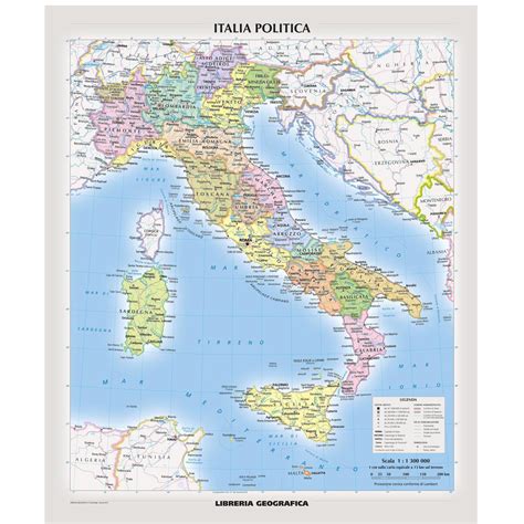 Political Italy Wall Map Italian The Map Shop