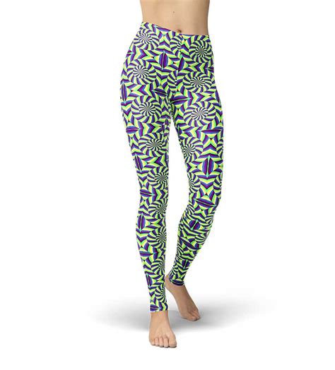 Green Optical Illusion Yoga Pants Action Curves